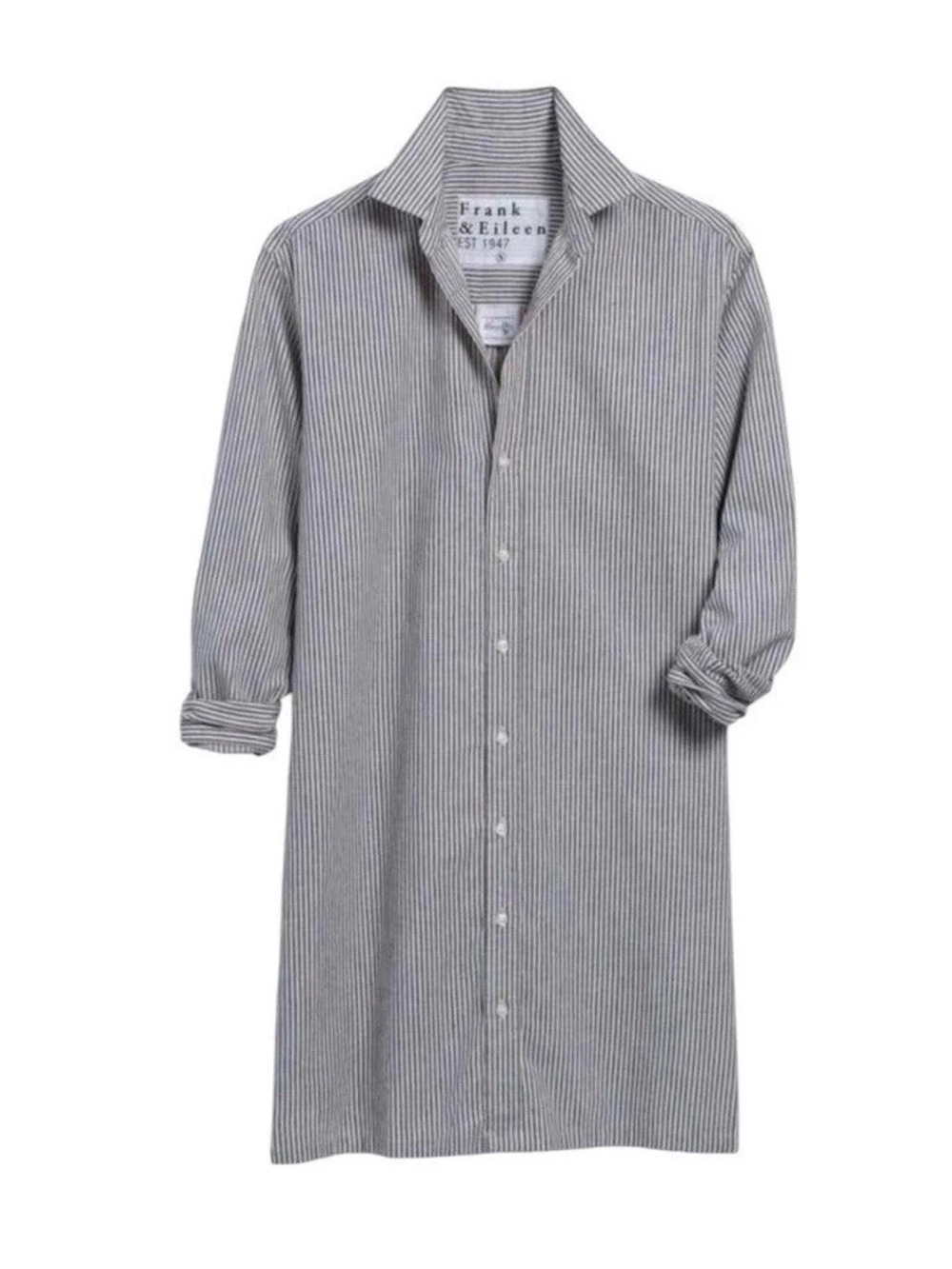 Frank & Eileen Hunter Step-Hem Dress Chambray Stripe Size Large L Cotton Woven